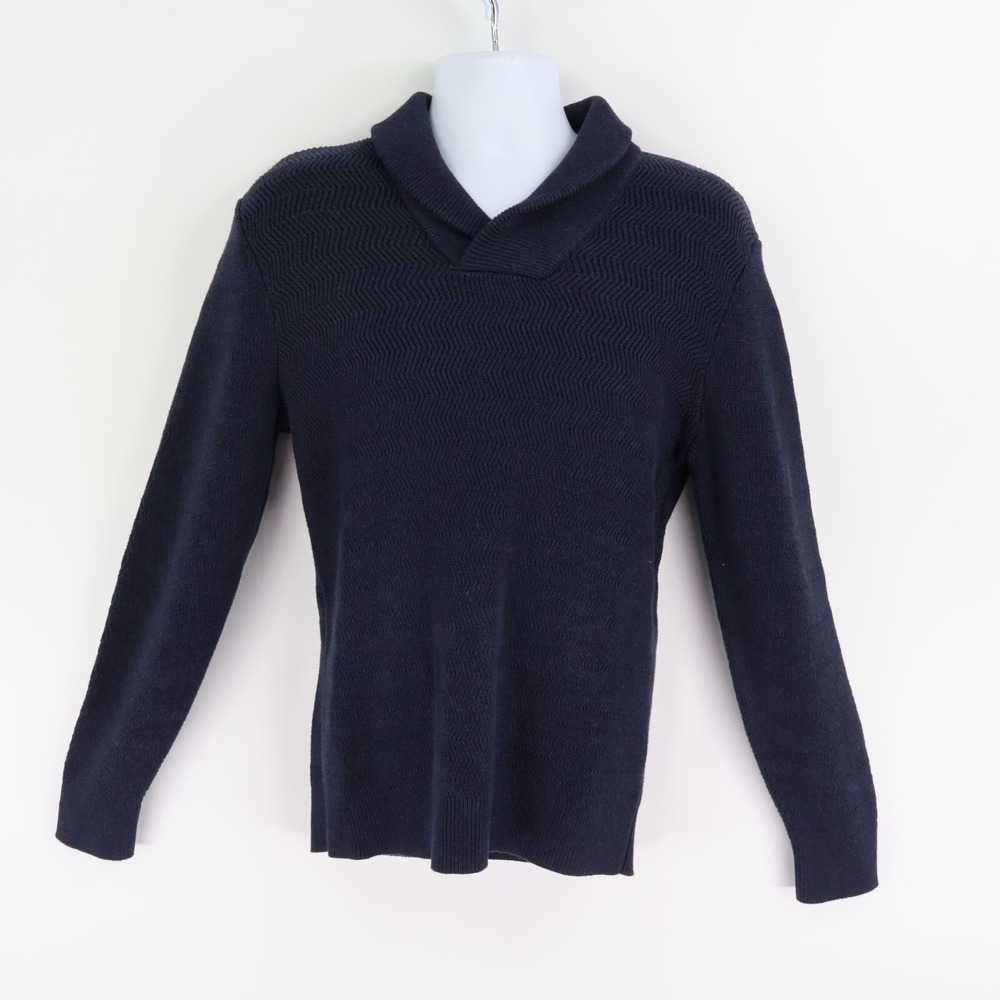 Gap Sweater Pullover Mens Sz M‎ Dark Blue 100% Cotton Geometric Pattern Soft NWT